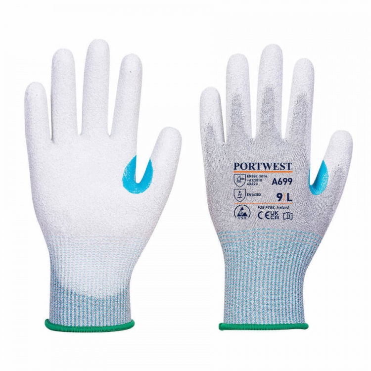 Portwest A699 - MR13 ESD PU Palm Glove Cut Level C pack of 12 pairs